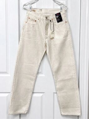 Levi’s Premium 501 ’90s Metallic Foil Straight Jeans White Gold NWT 26x30